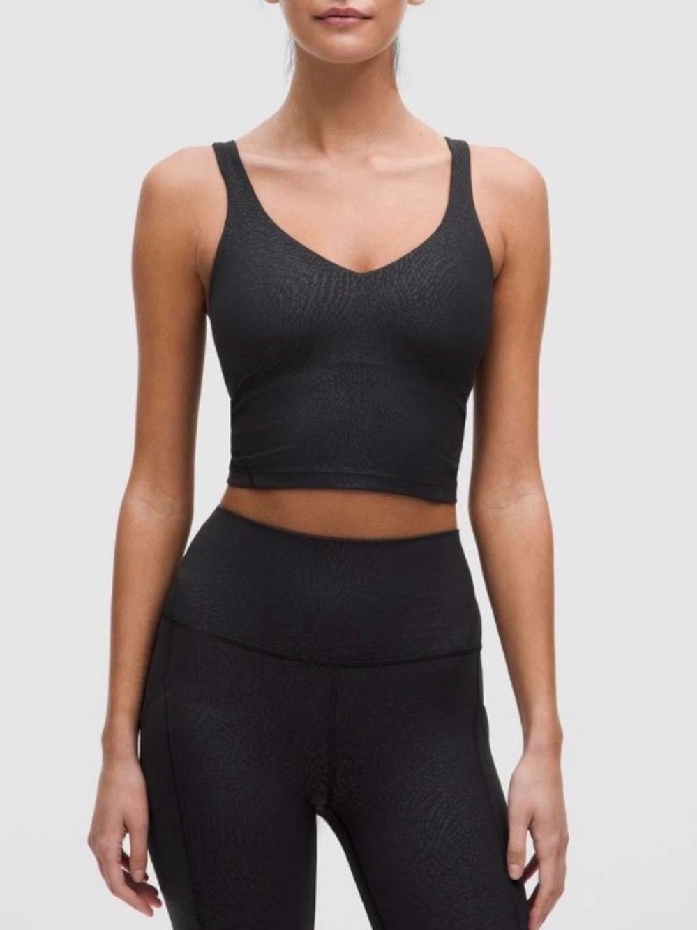 Lululemon Align Tank Top Size 10 A/ B Cup Ripple Emboss Print Black Activewear